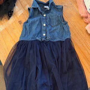 Denim and Navy Tulle Kids Dress